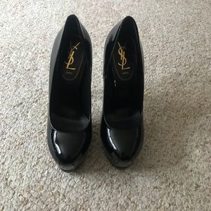 Black Tribute YSL Tribtoo Patent Leather Platfoms